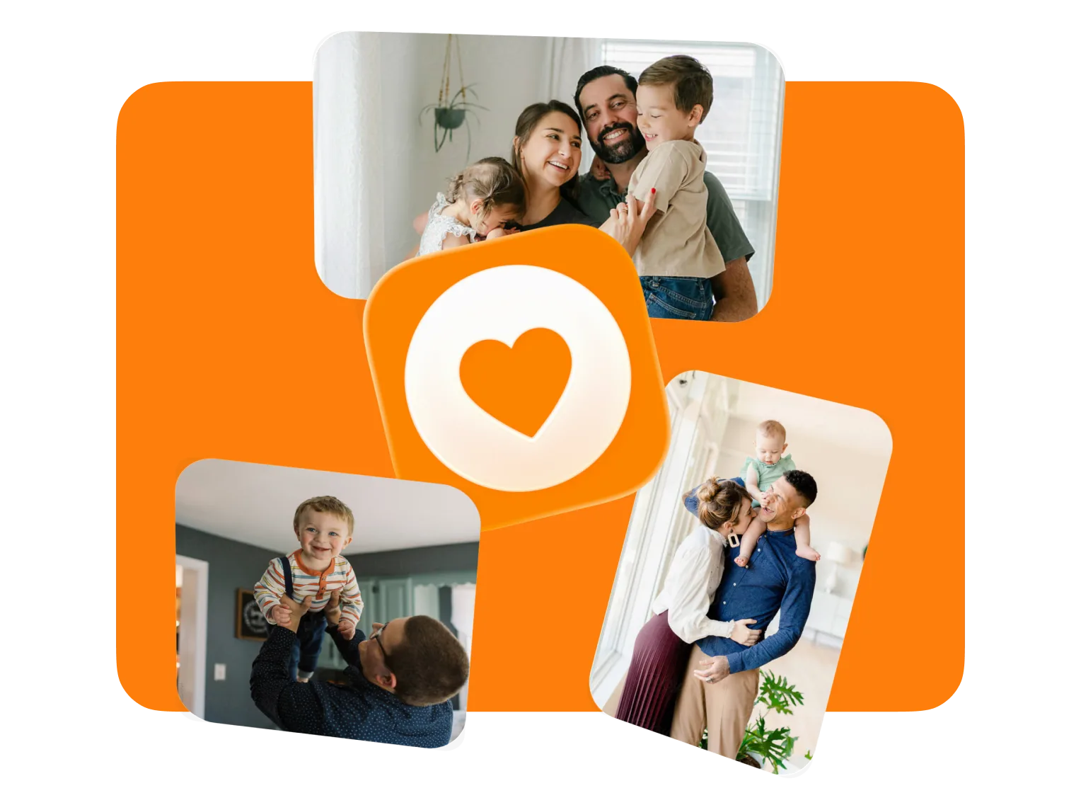 Families with young children around the CrowdHealth heart icon