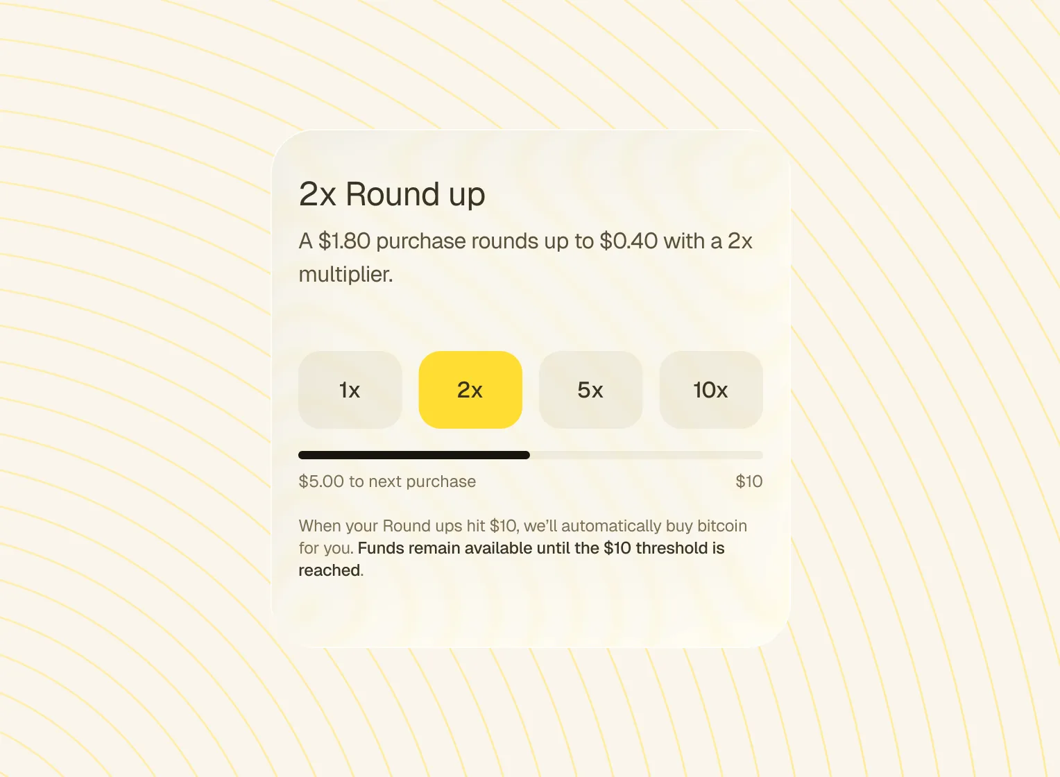 Round ups with a 2x multiplier in the Fold app