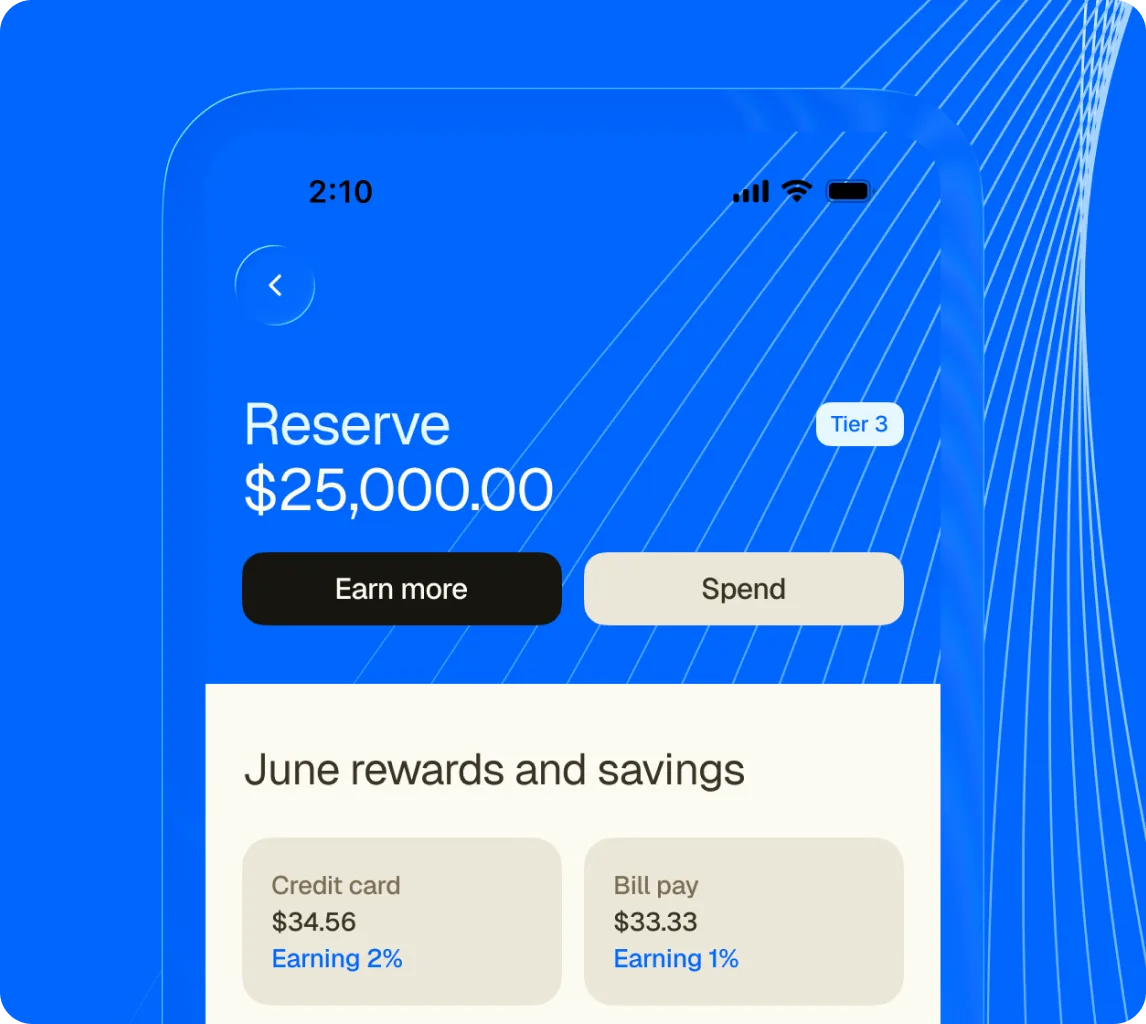 Fold app showing a $25,000 Tier 3 Reserve balance and monthly rewards