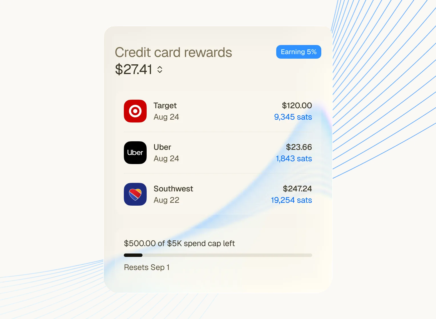 Fold credit card with bitcoin rewards on purchases