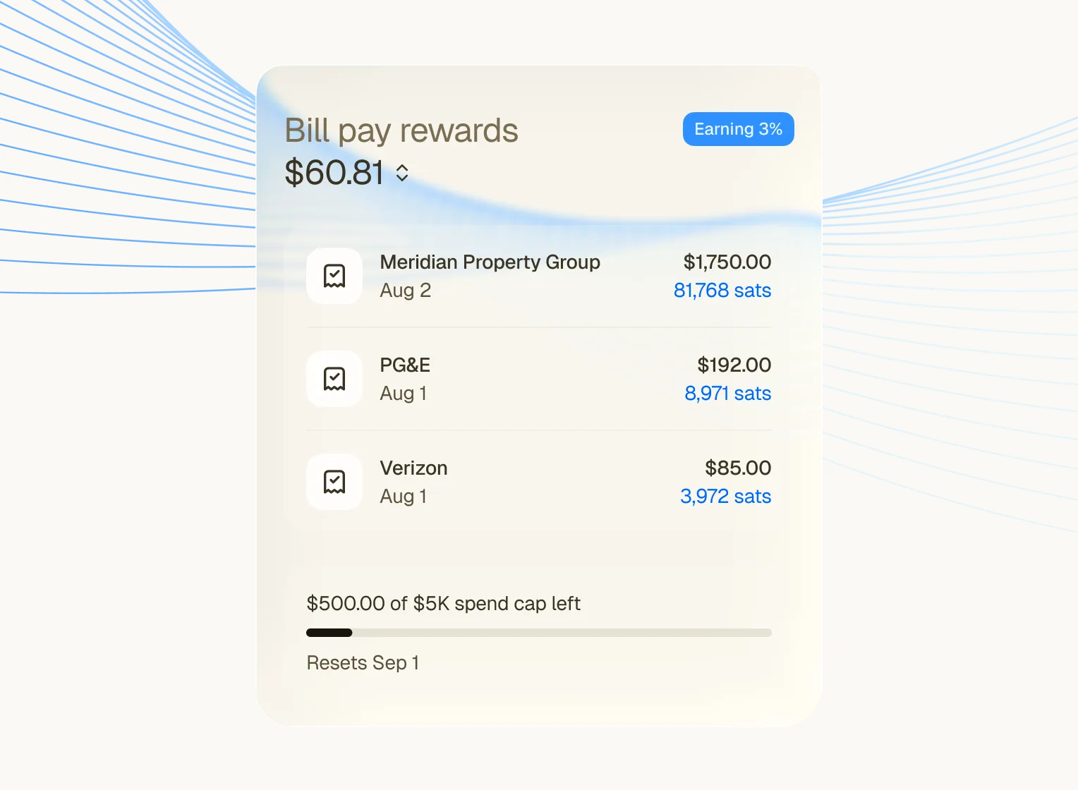Paying a monthly bill in the Fold app and earning bitcoin back