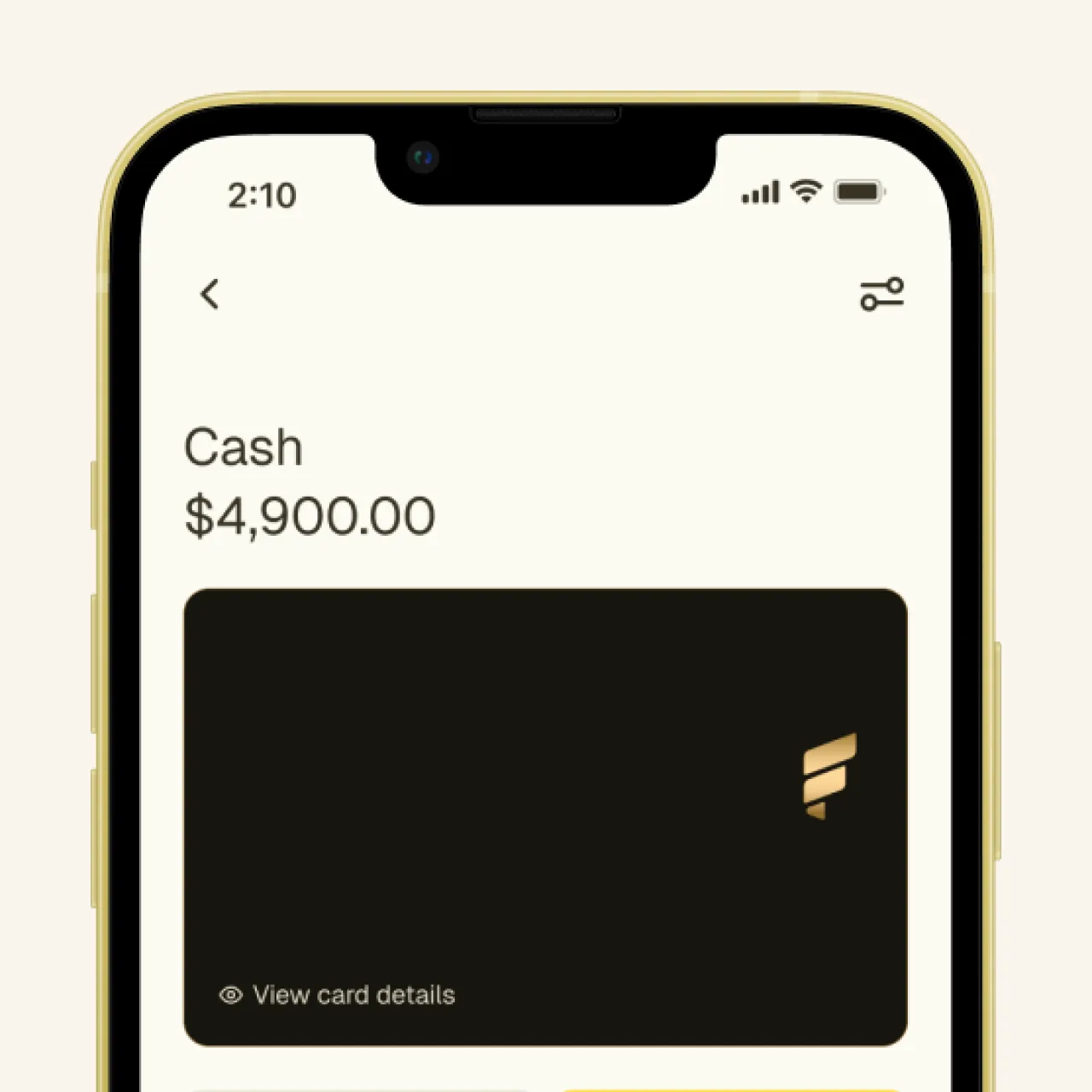 Fold cash account and debit card in the app