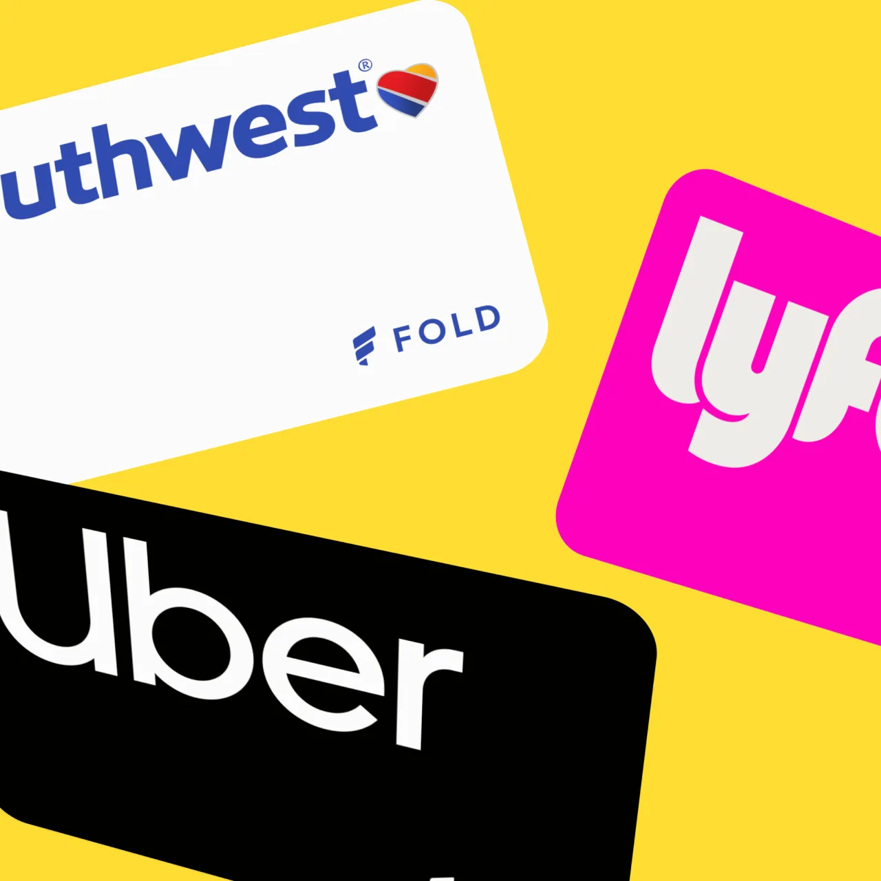 Gift cards from Southwest, Uber, and Lyft with Fold rewards